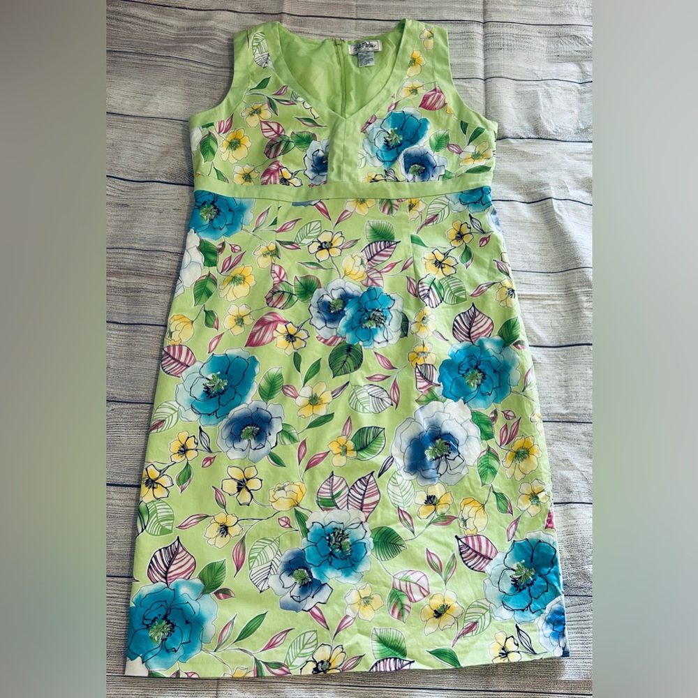 Bob Mackie Spring Floral Flower Mint Green Dress Sz 14
